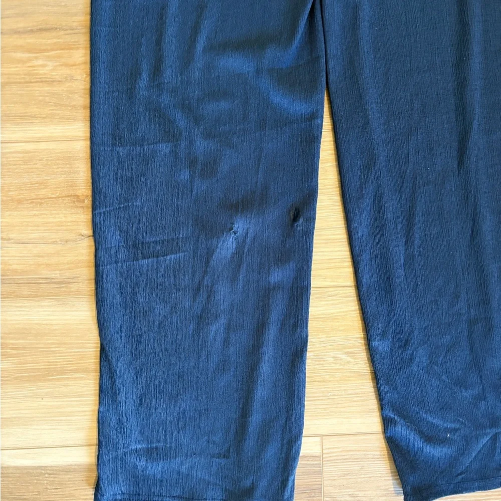 Joe's Jeans Blue Crinkle Wide Leg Jumpsuit O-Ring Sz XL 16 *Flaws